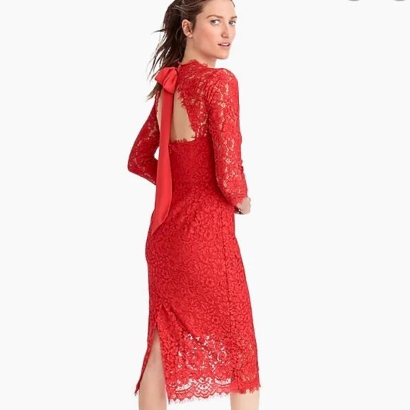 J.Crew red lace midi dress size 10 - Picture 7 of 7